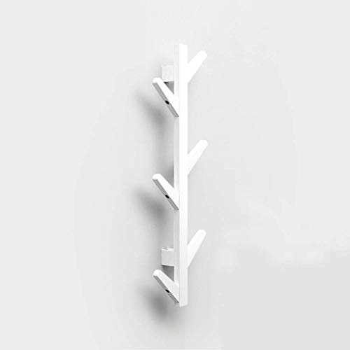 Perchero de pared de bambú blanco con ganchos tipo árbol para colgar ropa 3