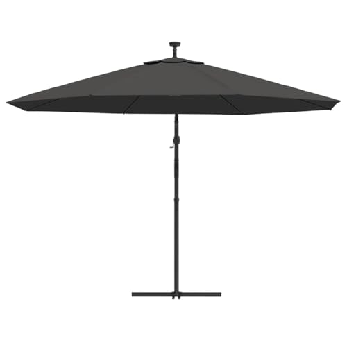 Parasol rojo burdeos de 350 cm con luces solares para disfrutar de tu jardín de noche 4