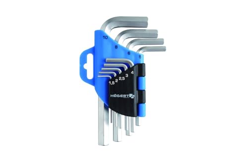 Högert - Set di 9 chiavi a brugola esagonali, 1,5-10 mm