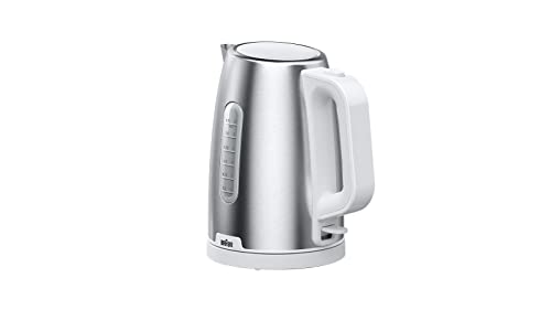 Braun PurShine - Bollitore elettrico, base girevole a 360°, indicatore del livello dell'acqua, stoccaggio del cavo, funzione di spegnimento automatico, capacità 1,7 l, WK1500WH, 2200 W, bianco