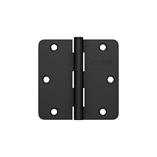 Schlage 3.5" Door Hinge with 1/4" Radius Round Corner in Matte Black (3-Pack) by SCHLAGE - Used condition - Image 2