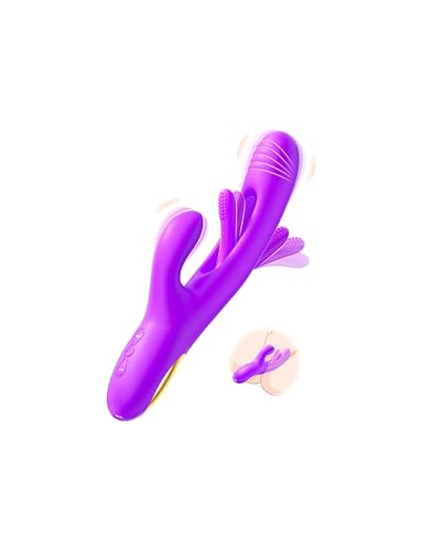 Vibrator Dildo Rabbit Sex Toys -LOVENOTE G Spot Vibrator Massager for Women Clitoral Nipple Stimulation 3 in 1 Sex Toys with 14 Vibration & 7 Tongue Licking Flapping Adult Product Aurieel (Purple)