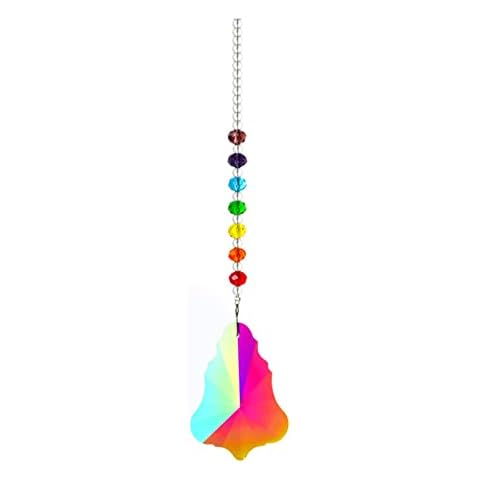 LUHAMEG Crystal Suncatcher,Window Hanging Crystals,Sun Window Catchers,Bucrystal Glass Prisms,Sun Catchers Decor,Wall Hanging Tree Window Prism Ornament For Christmas Wedding Plants Cars,D-2in/5cm Cover