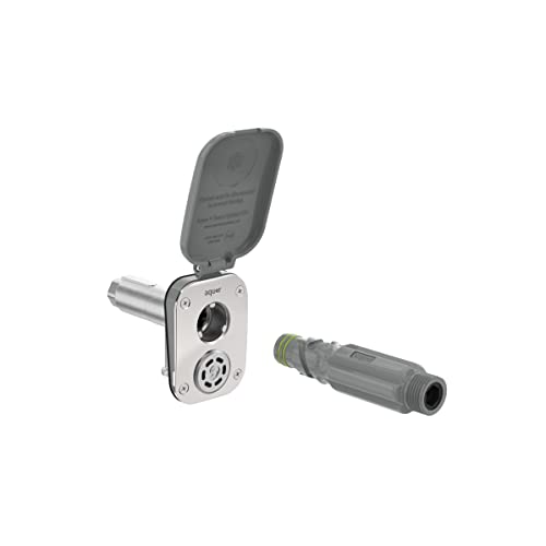 Image of Aquor House Hydrant V2+ Frost Free Outdoor Faucet, Anti Siphon Valve with Quick Connect, Frost Proof Flush Wall Hose Bib, 2 inch Stem, 4-1 /2 inch Install Depth, Slate Gray