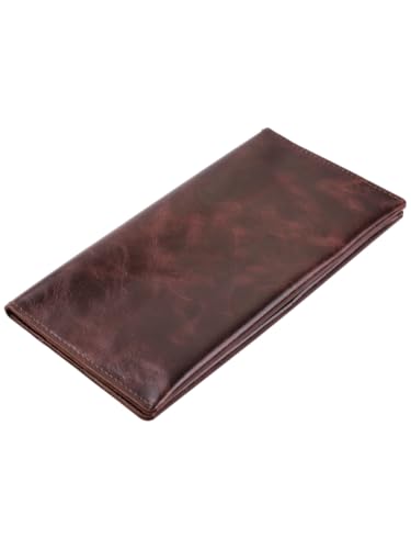 Genuine leather banknote wallet Travel Brown Cognac (leather, durable stitching, folds in half, holds 4 cards, coin pocket, flat banknote compartment)