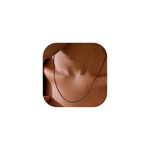 PROSTEEL Round Snake Chain Necklace for Women, 14K Gold/Rose Gold/Silver/Black Chain with Lobster Clasp, 1MM/1.2MM/1.5MM/2MM Womens Gold Necklace Thin Non Tarnish Trendy Jewlry Gifts 16 inch