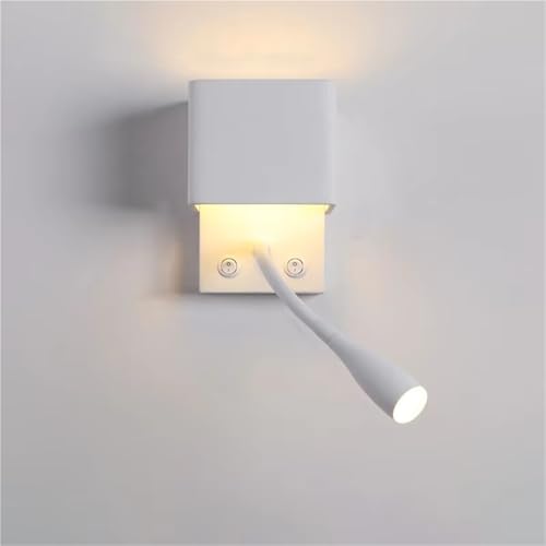 Lámparas de Pared Modernas LED de 10 W para Interiores con USB, Ajustables, para Dormitorio, Sala de Estar, Pasillo (Blanco)