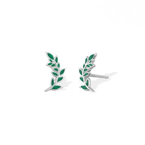 Boma Jewelry Sterling Silver Branch Climber Stud Earrings with Hand Painted Enamel