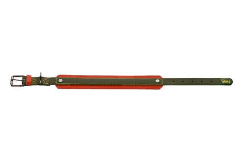 HUNTER Hundehalsband Havanna MINI, Farbe: grün/orange, Strukturgewebe mit Kunststoffummantelung, breit, komfortabel, langlebig, reißfest, witterungsbeständig, pflegeleicht, Gunmetal-Look, Größe: 40