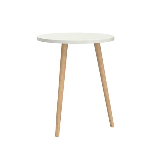 AWASEN Round Side Table, Small Accent Table Nightstand Modern End Table for Living Room Bedroom Office Small Spaces, 15.75''D x 19.69''H (White)