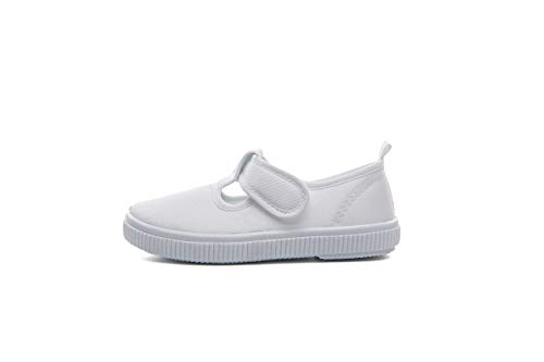 Boy's Girl's T-Strap White Canvas Sneakers(Toddler/Little Kid)2