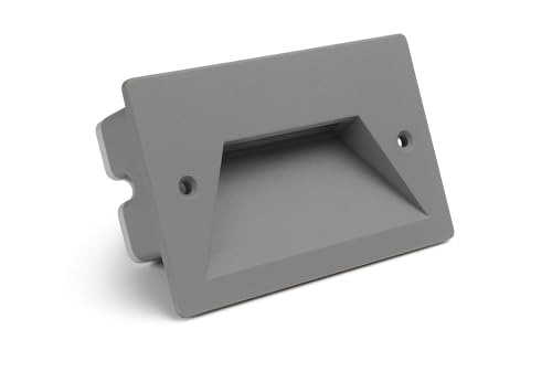 Universo Faretto segnapassi da esterno lampada da muro IP65 LED 3W ad incasso per scatola cassetta 503 scale giardino viale gradini nero bianco o grigio (Grigio - Bianco Naturale 4000K)