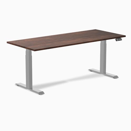 Image of Desky Electric Standing Desk, 72 x 30 inch Softwood Height Adjustable Sit Stand Desk, Dual Motor, Memory Presets, Ergonomic Workstation for Home Office - American Rustic Pine Wood Top