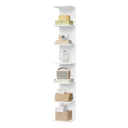 WOLTU Étagère de Rangement Modulable, Meuble Mural 7 Niveaux ou 2 Bibliothèques 4 Niveaux, Étagère Murale pour Salon, Chambre, Cuisine, Balcon, en Bois...