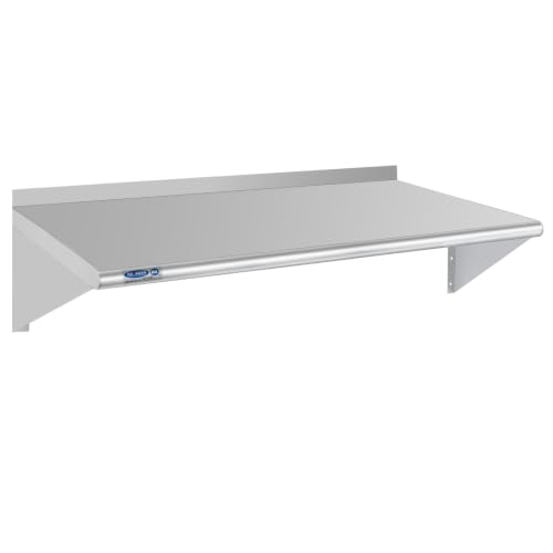 Image of HARDURA Stainless Steel Shelf 18 inch x 48 inch, 385lb Commercial Shelves Wall Mount Metal Shelving with Backsplash and Brackets for Kitchen, Restaurant, Laundry Room and Home