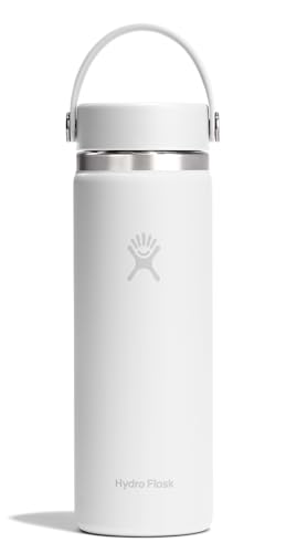 Image of Hydro Flask Water Bottle - Insulated Stainless Steel - Wide Mouth Flex Lid, Non Spill, Leakproof and Refillable in 20 Oz Tonal White