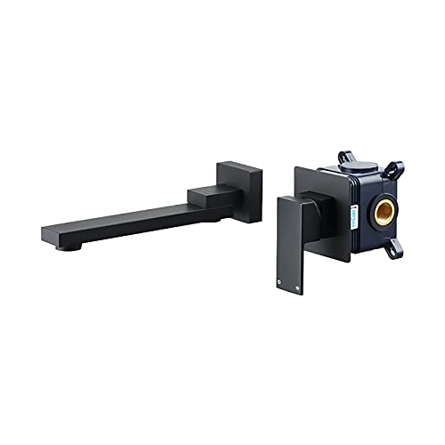 Grifo de lavabo negro monomando de pared giratorio para agua fría y caliente