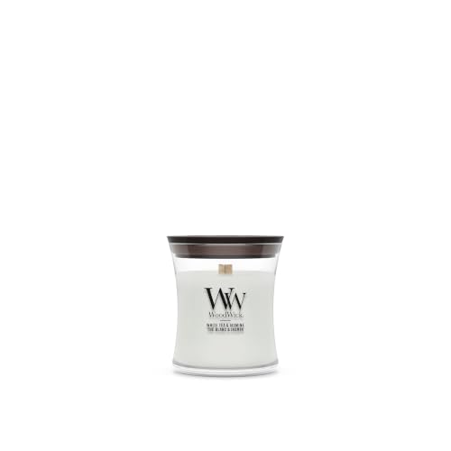 WoodWick Scented Candle with Crackling Wick | White Tea & Jasmine Mini Hourglass Candle | Up to 20 Hours Burn Time | Perfect Gifts for Women