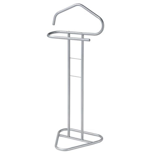 IDIMEX Valet de Chambre Valet de Nuit Camilo chevalet de Nuit avec Cintre pour Veste et Portant pour Pantalon et Autres vêtements, en métal laqué Gris Clair