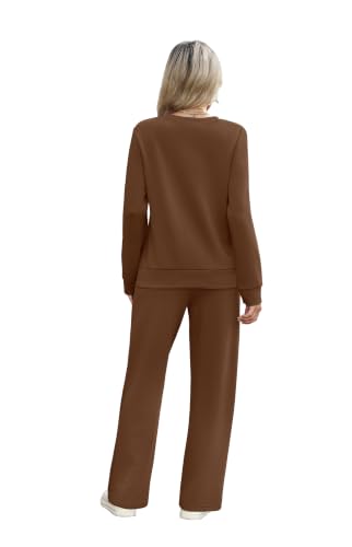 Image of WIHOLL Women's 2 Piece Sets Sweatshirt Casual Travel Outfits Lounge Wide Leg Tracksuit Cozy Sweatsuits Fashion 2026