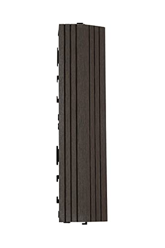 DEKCO Dalles emboîtables en Bois Composite et Plastique avec Effet Grain de Bois 30 cm x 7 cm Marron Bord Droit Cover