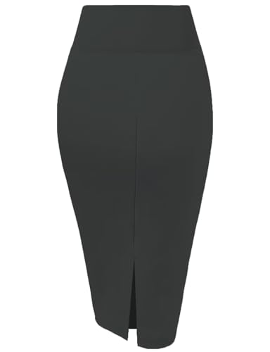 Image of Hybrid & Company Women's Premium Nylon Ponte Stretch High Waist Pencil Suit Skirt Below Knee