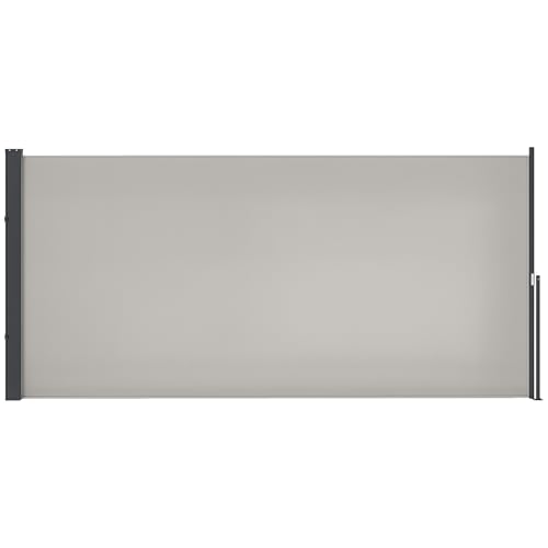 Outsunny Toldo Lateral Retráctil Pantalla Enrollable Mampara de Privacidad Impermeable y Anti-UV Protege la Privacidad para Jardín Balcón Terraza 300x140 cm Gris Claro