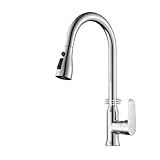 Robinet Robinet de cuisine monotrou bec extractible mitigeur d\'évier de cuisine tête de pulvérisation à jet mélangeur robinet mélangeur(Chrome)