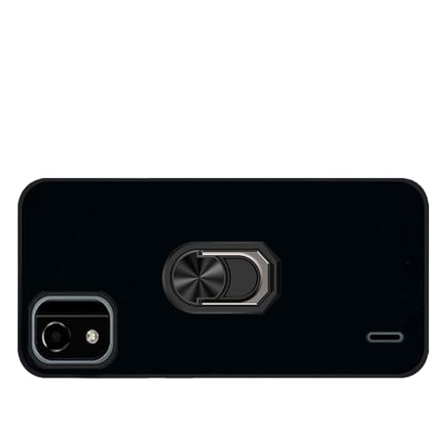 for Nokia C2 2E / C2 2nd Edition 5.7" Case with Screen Protector, Ring Holder Kickstand, Black Flexible Ultra Slim Thin Resilient Silicone Rubber Soft TPU Bumper Case