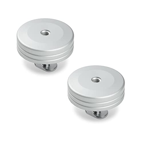 POWERTEC 71669 Round T-Track Stop for Circular and Angle Work Pieces, T Track Stop Block for T-Track Woodworking, Sanding, and Routing, 2PK, Silver