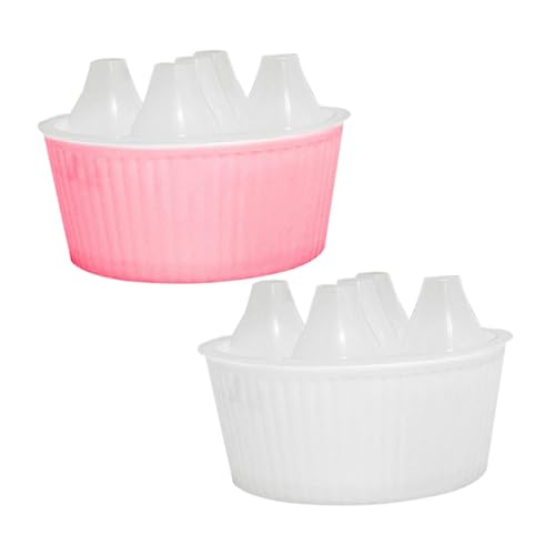 FUTUREORYY Hydroponic Tulip Planter Pot with 5 Holes, Small Indoor Aquatic Plant Pots for Bulb Planting, White and Pink Set, 15.5cm Diameter, Suitable for Daffodils and Succulents