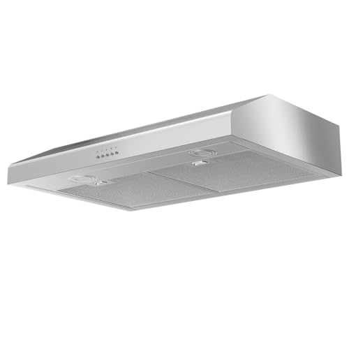 500 CFM Range Hood 30 Inch, Under Cabinet Range Hood for Duct/Ductless Convertible, Stainless Steel Kitchen Stove Vent Hood with 3 Speed Kitchen Exhaust Fan and Two Bright Energy-Saving LED Light