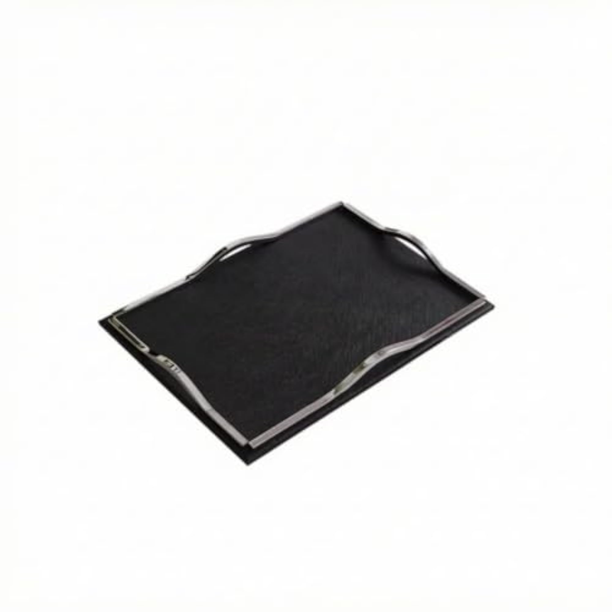 Elegant Rectangular Tray with Metal Frame, Luxurious
