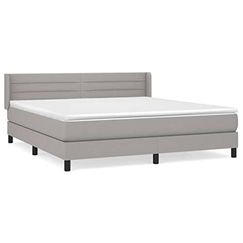 Solivagant Cama Box Spring con colchón Tela Gris Claro 160x200 cm,Gris,69.89kg,3129801