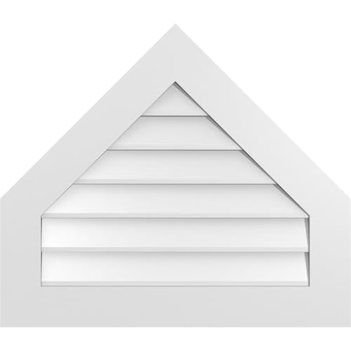 30"W x 26"H Peaked Top Surface Mount PVC Gable Vent 12/12 Pitch: Non-Functional, w/ 1" x 3-1/2" Standard Frame
