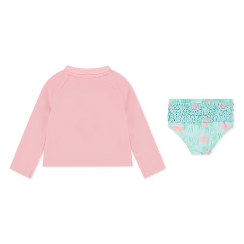 Image of Hurley Baby and Toddler Girls' Long Sleeve Rash Guard Swim Suit 2-Piece Outfit Set