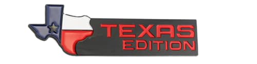 Image of 2X Texas Edition Emblem Fender Door Tailgate Sticker Nameplate(Black&red)