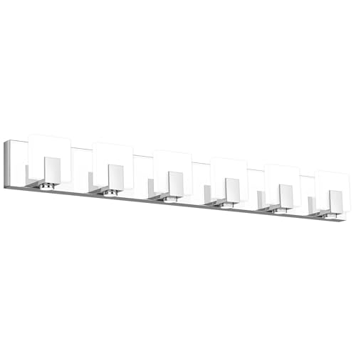 Image of SOLFART Vanity Lights Chrome Finish Modern Bathroom Light Dimmable Vanity Lighting Fixtures 6 Lights LED Light
