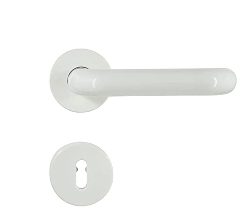 Preisvergleich Produktbild Buddy4Home house accessoires Türgriff Buntbart Türgarnitur Türbeschlag U-Form Rosette Kunststoff Weiß Türdrücker Türklinke Drückergarnitur Türbeschläge Innentüren Set Türgriffe