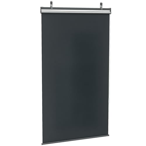 Outsunny Store extérieur Vertical Store Manuel rétractable Store Pare-Soleil Enroulable dim. 124L x 222H cm Installation sans perçage alu. Polyester Haute densité...