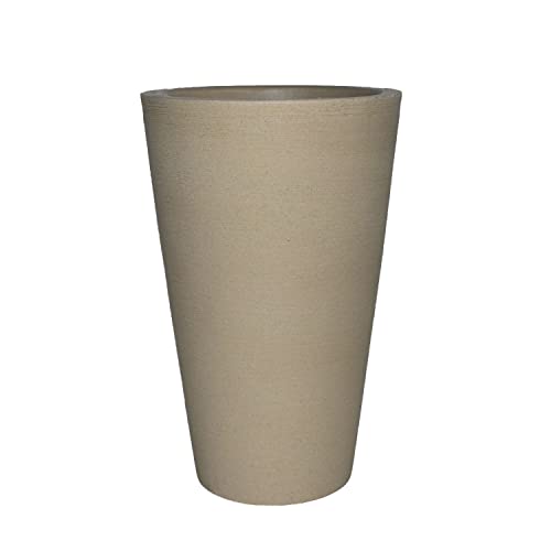 Vaso Planta Decorativo Jardim Polietileno Coluna Redonda 36x58 Cor:Bege