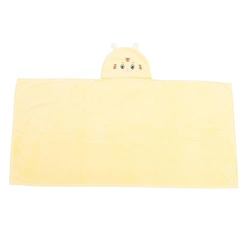 PERSELOSO Toalla de Baño Capucha Coral Fleece, Secado Rápido y Suave Piel del Ñiño, Color Amarillo Adecuado Hora del Baño