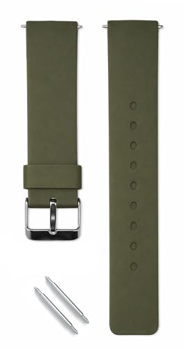 Image of DREAMY DESIGNS 18mm Soft Silicone Waterproof Breathable Watch Strap Metal Buckle Replacement for Men & Women - PACK OF 1 (MILITARY GREEN)