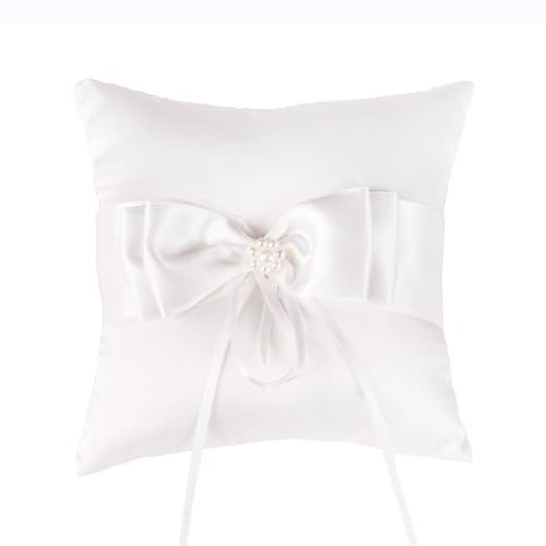 QIRMIZI Ring Pillow, Pearls Ring Cushion, Ring Bearer Holder for Beach Wedding & Ceremony, Proposal