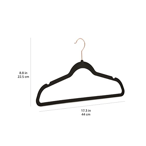 Miniatura 4 de Amazon Basics Perchas de terciopelo para trajes, Paquete de 50, Negro/Dorado