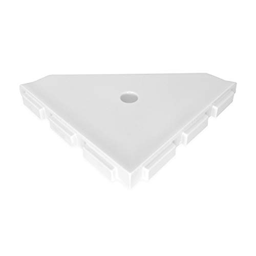Questech Décor 8 Inch Corner Shower Shelf Bathroom Caddy, Lugged For New Construction, Corner Shower Shelf For Tiled Shower Walls, Corner Bathroom Shelf, 8 Inch Geo Lugged, Bright White Polished #TOP4