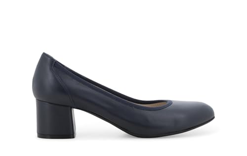 Escarpins confortables en cuir bleu marine d100q contre le mal de pieds