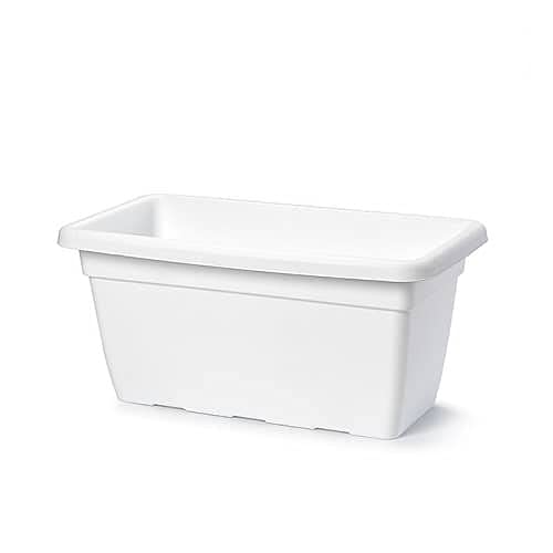 CABLEPELADO Jardinera Alta, Jardinera para balcón, Macetero Rectangular, Maceta Rectangular, Apto balcón, jardín, Patio, Interior o Exterior, 60 cm Ancho x 27.5 cm Altura, Plástico, Blanco