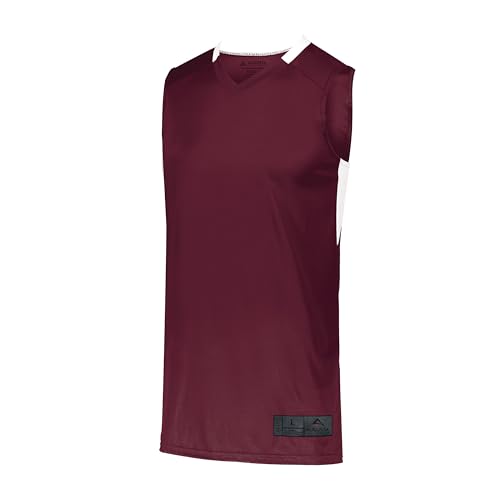 Augusta Sportswear Youth Step-Back Basketball Jersey, Maroon/White, M