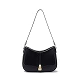 Prettyzys Crescent Shoulder Bag for Women, Vintage Retro Vegan Leather Clutch Tote Handbags with 2 Removable Straps and Zipper Closure Crossbody Bags Shoulder Purse Handbag for Women,Black